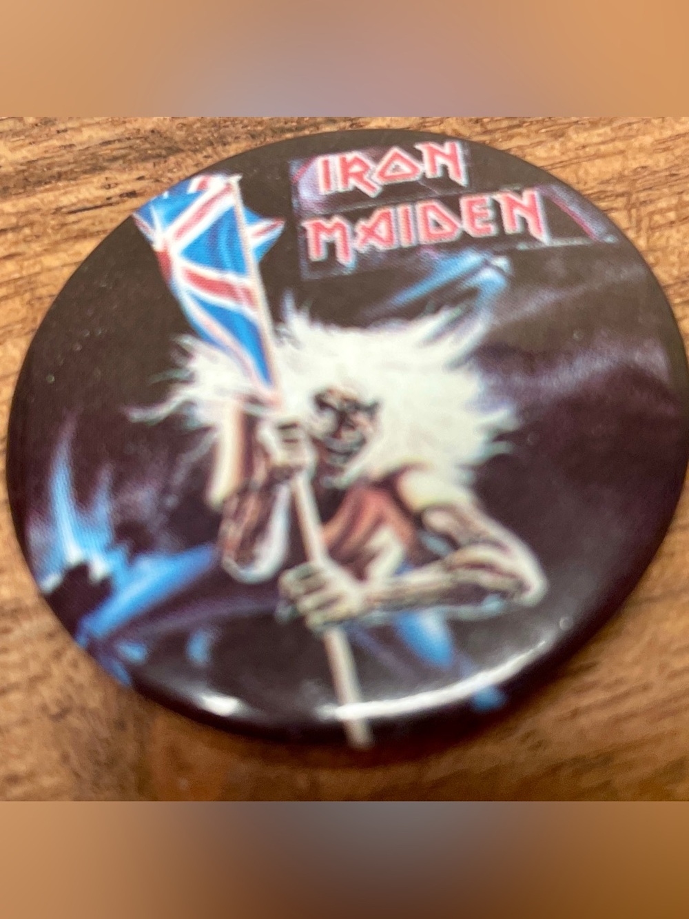 Iron Maiden "Number of the Beast" 1 1/4 pinback button badge 1980s